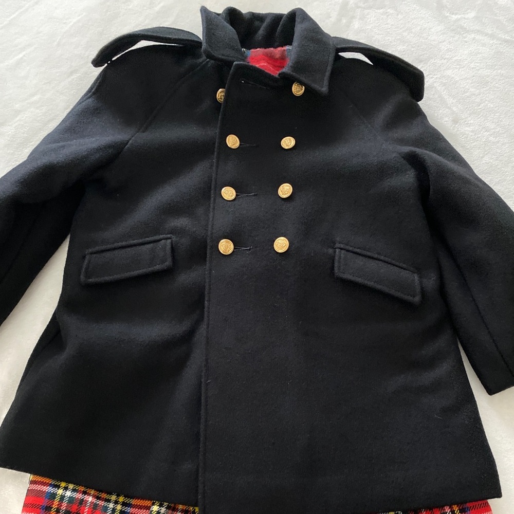 Girls vintage FW Fisher black Coat and red plaid Dress size 4 - Picture 3 of 8